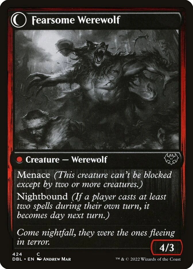 Fearful Villager // Fearsome Werewolf — other side
