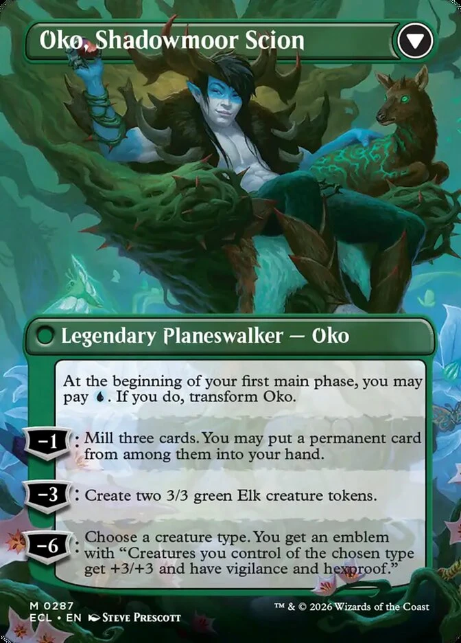 Oko, Lorwyn Liege // Oko, Shadowmoor Scion — other side