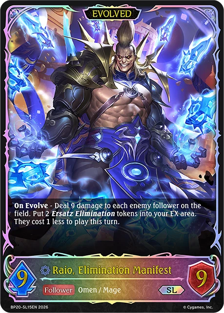Raio, Elimination Manifest
