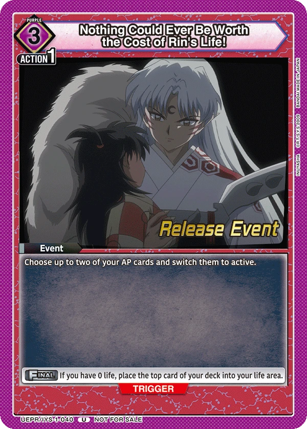 Nothing Could Ever Be Worth the Cost of Rin's Life!