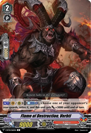 Flame of Destruction, Verbti